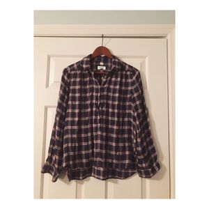 Plaid printed LOFT blouse.